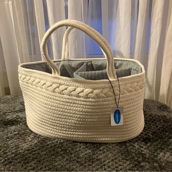 Casaphoria Cotton Rope Basket, Caddy, Organizer with Handle - Cream White - Picture 2 of 5